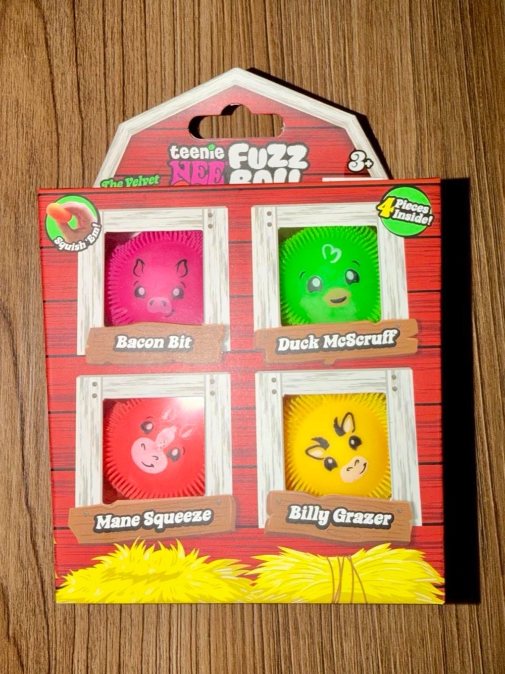Teenie Needoh Fuzz Ball Farmyard 4 Pack